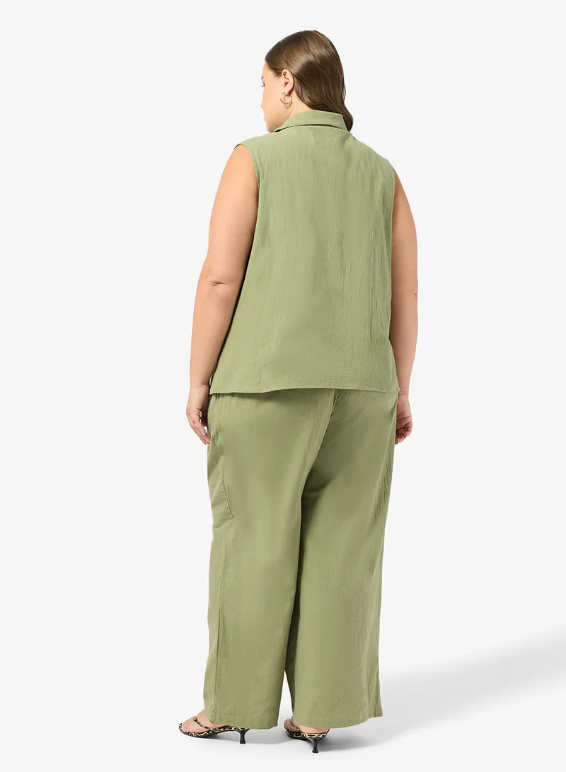 جينجر بلس طقم سترة بأزرار وبنطلون مستقيم